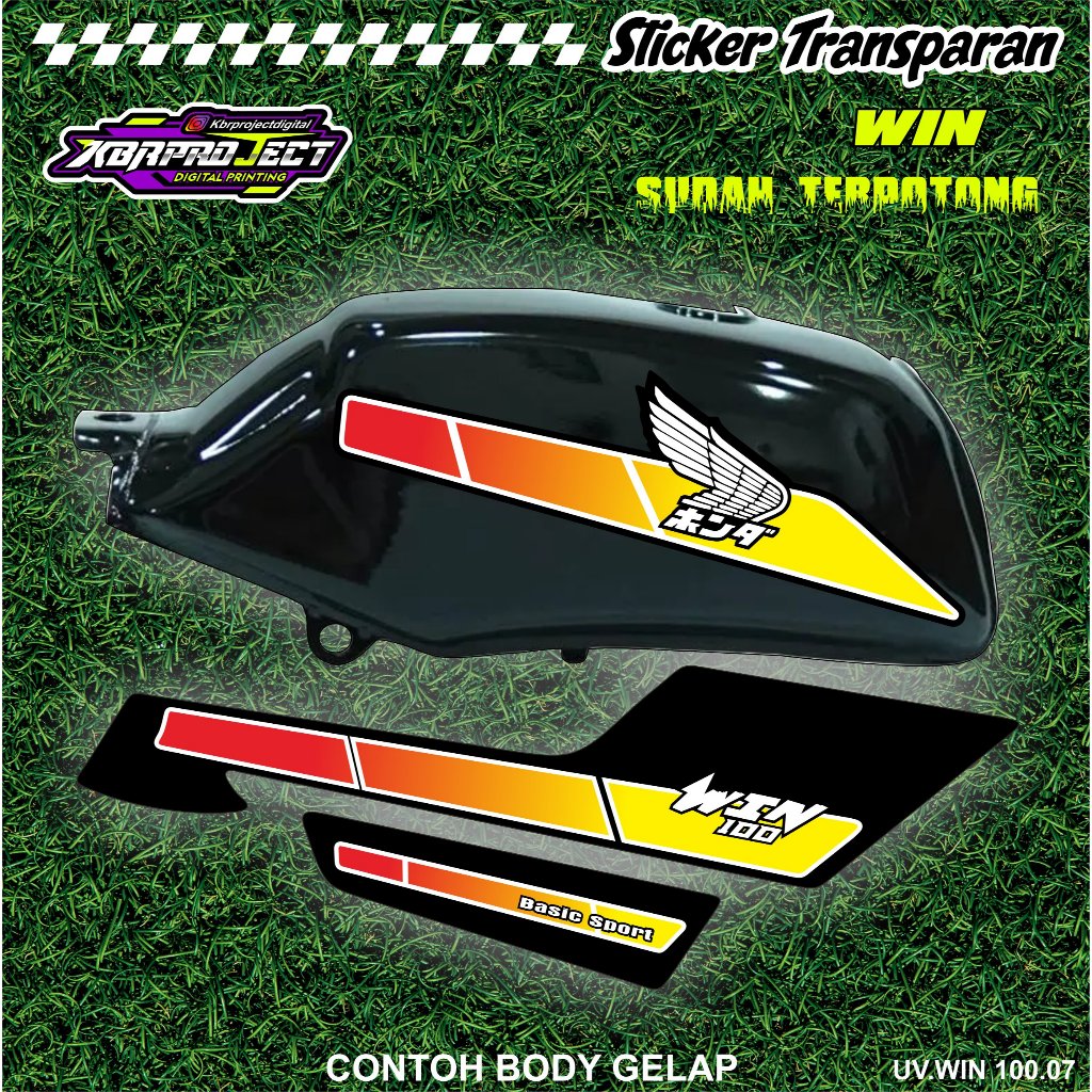 สติ๊กเกอร์มอเตอร์ไซค์ TRANSPARENT WIN 100 PREMIUM COOL RACING MOTORCYCLE STICKERS 07 TRANSPARENT