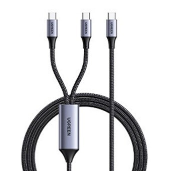 UGREEN สาย 2IN1 C TO DUAL-C 100W NYLON 1M สีดํา 1.5M