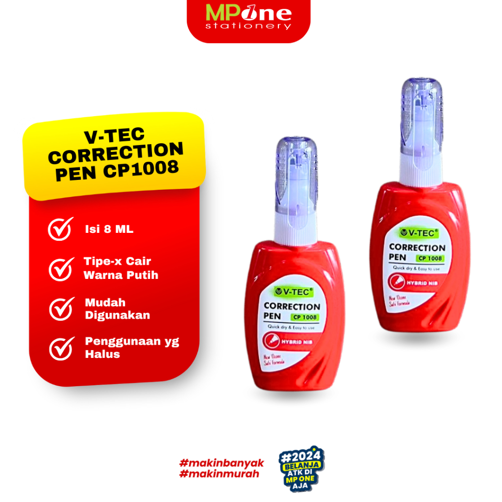 (1 ชิ้น) V-Tec Correction Pen Liquid CP1008 / Tipe-x Liquid 8ML / VTEC Liquid Pen Eraser