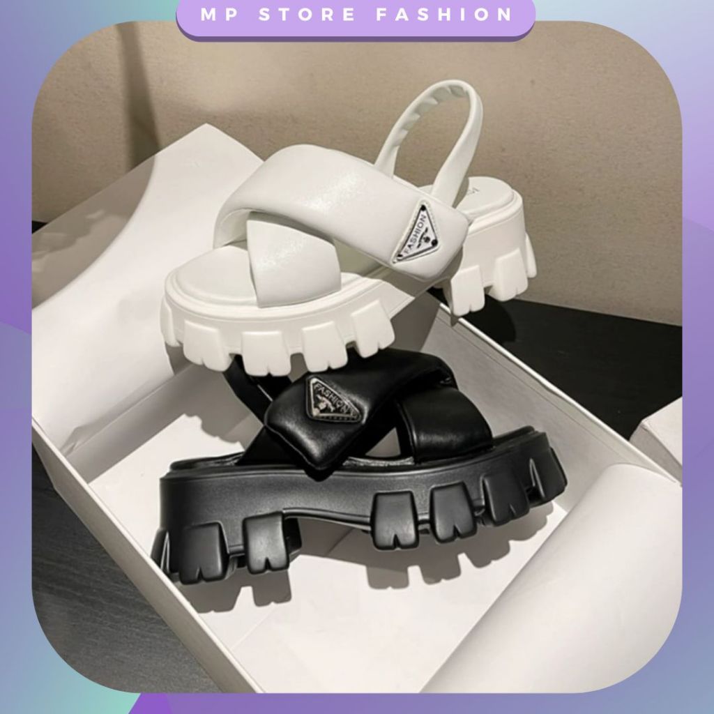 MP STORE - รองเท้าแตะ WEDGE ผู้หญิง CROSS VARIATION SYNTHETIC MATERIAL 5 ซม. HIGH BACK STRAP TIGHTENING AP 26