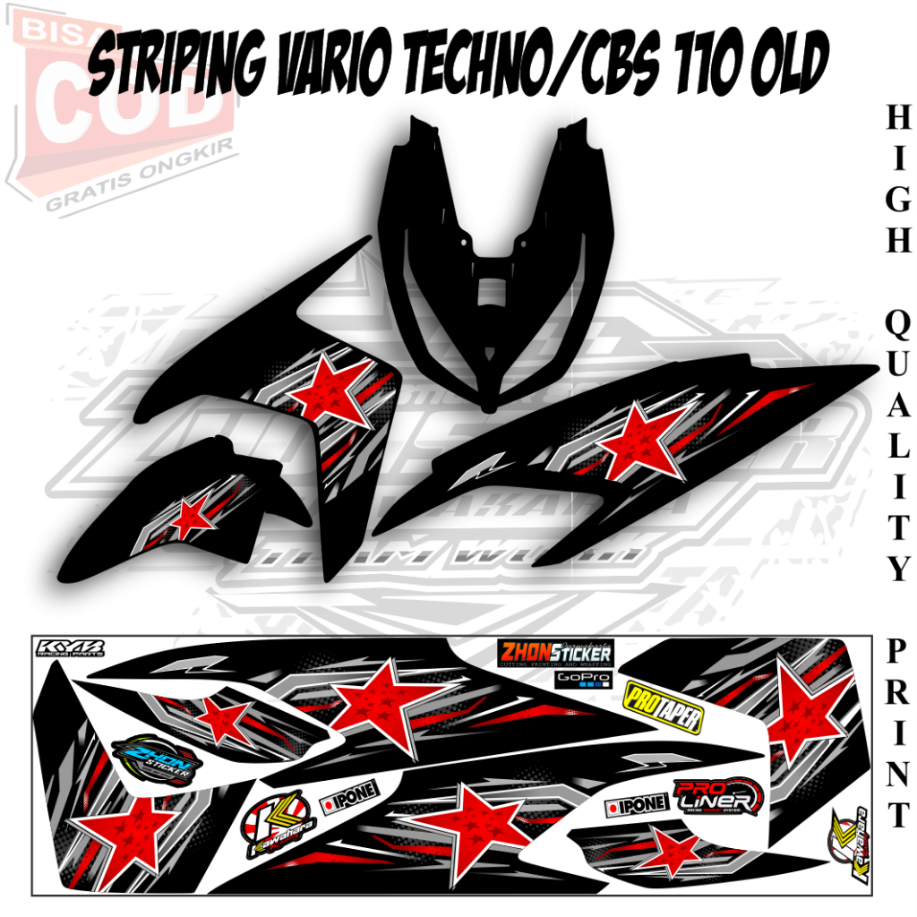 Striping VARIATIONS HONDA VARIO TECHNO / CBS 110 OLD LATEST STAR MOTIF สติ๊กเกอร์ออกแบบสติ๊กเกอร์ใหม่