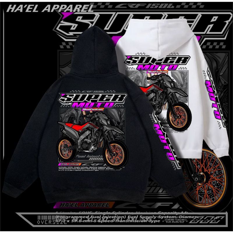 ต้นฉบับ CRF SUPERMOTO HOODIE, MODERN SUPERMOTO SWETER HOODIE, COOL HONDA CRF SWETER, HONDA SUPERMOTO