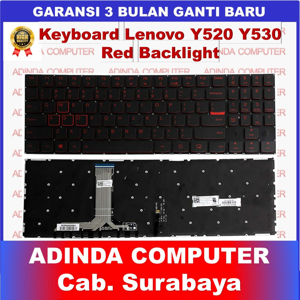 Lenovo Legion Y530 Y520 Y520-15IKB Y520-15IKBN Y7000 2019 Y7000P-1060 คีย์บอร์ดแบ็คไลท์สีแดง