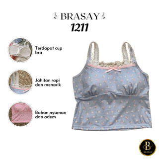 Brasay Tanktop Bra Wanita Pita Motif Renda Tanktop Croptop Pads Wanita Bahan Adem Premium 1211