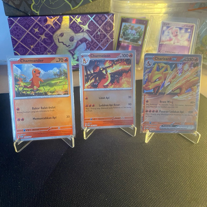 Evoline Charmander Set • Charmeleon • Charizard Set Flash Rasi TCG Pokemon อินโดนีเซีย