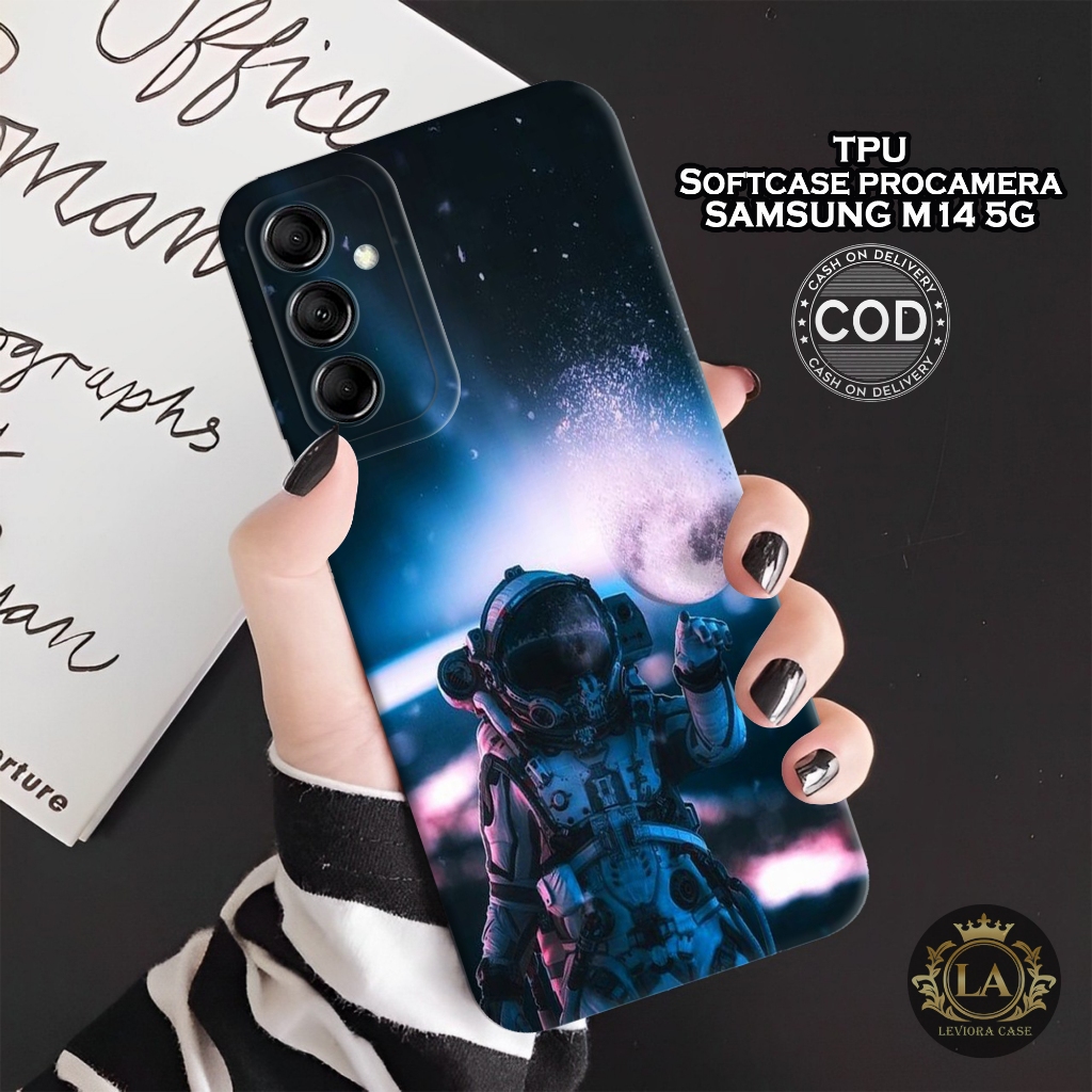 HP เคส Samsung M14 5G ล่าสุด - เคสแฟชั่นนักบินอวกาศ - Samsung M14 5G Softcase - เคสกล้อง Pro - เคส S