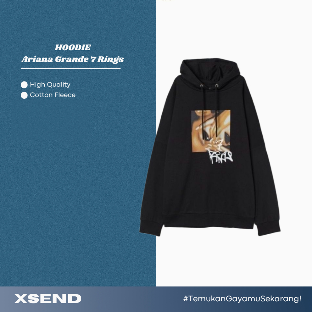 HM Ariana Grande 7 Rings เสื้อฮู้ดสีดํา