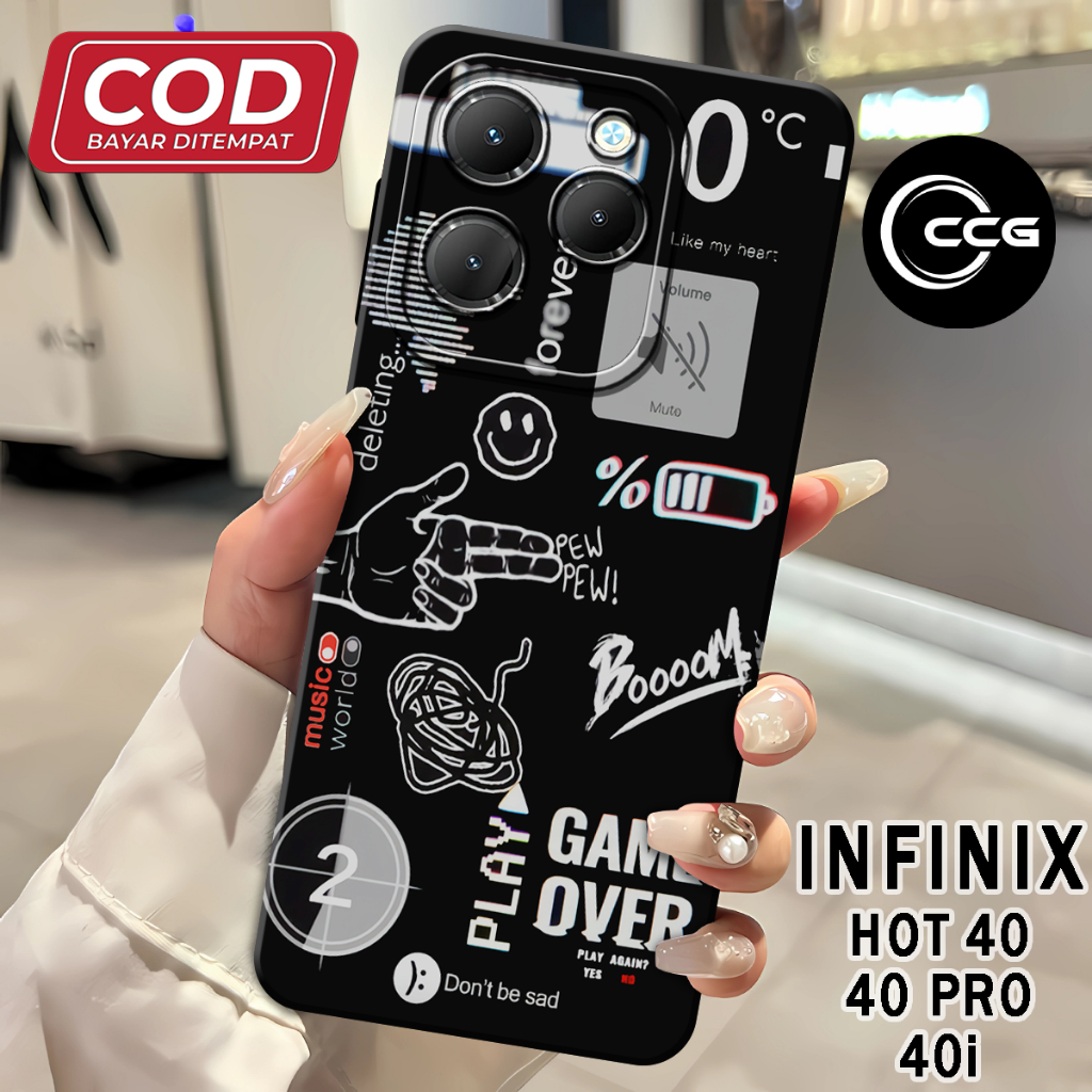 ( CCG 30 ) Softcase ซิลิโคน hp เต็มยางยืดหยุ่นสําหรับ infinix hot 40 l hot 40i l hot 40 pro Pro กล้อ