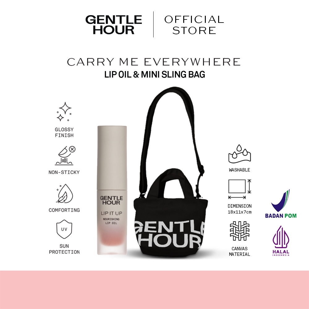 Gentle Hour Carry Me Everywhere Set Bundle Sling Bag สีดํา | กระเป๋าสะพายข้างผ้าแคนวาส | ลิปออยล์ทรี