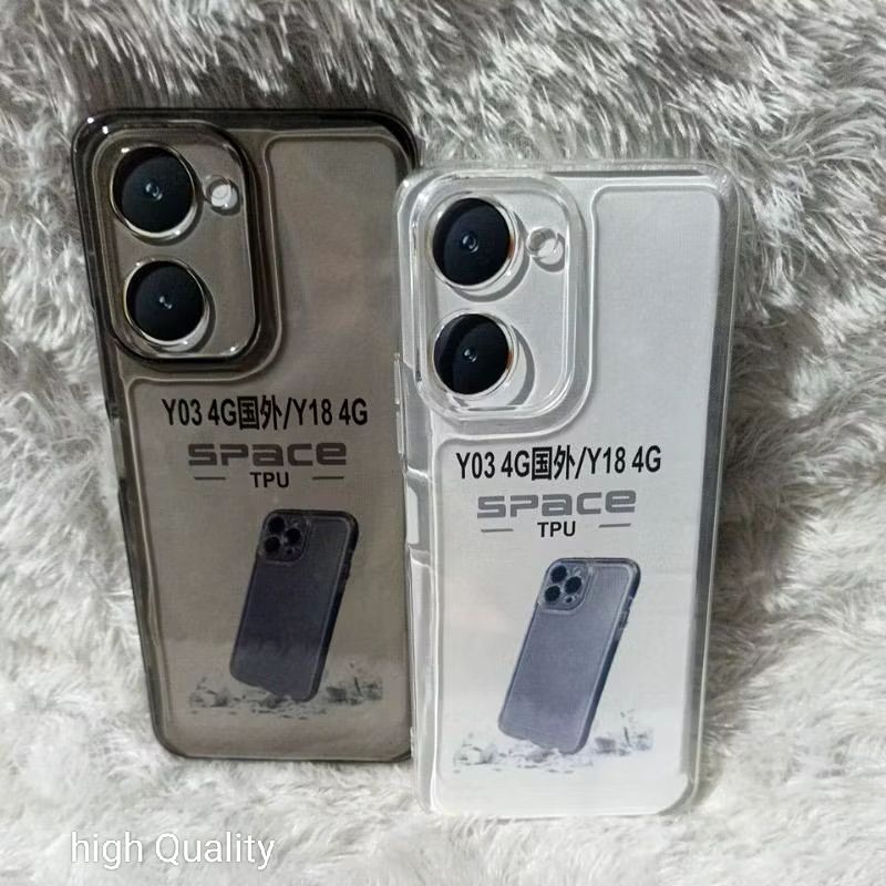 VIVO Y18 4G/ Y03 4G CLEAR CASE SPACE CLEAR BLACK TRANSPARENT TPU 2.0MM