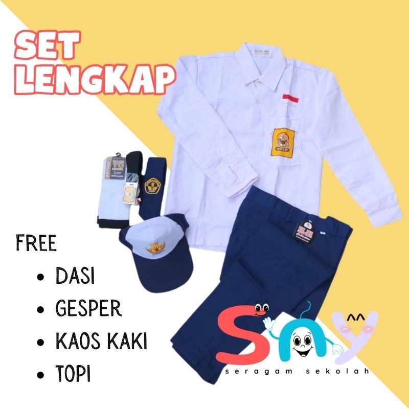 เมราห์ สุด ๆ ชุดชุดเครื่องแบบนักเรียนมัธยมต้นเสื้อเชิ้ตยาวกางเกงขายาวเสื้อโลโก้ปักธงสีแดงและสีขาวชุดเด็กชายระดับมัธยมศึกษาตอนต้น