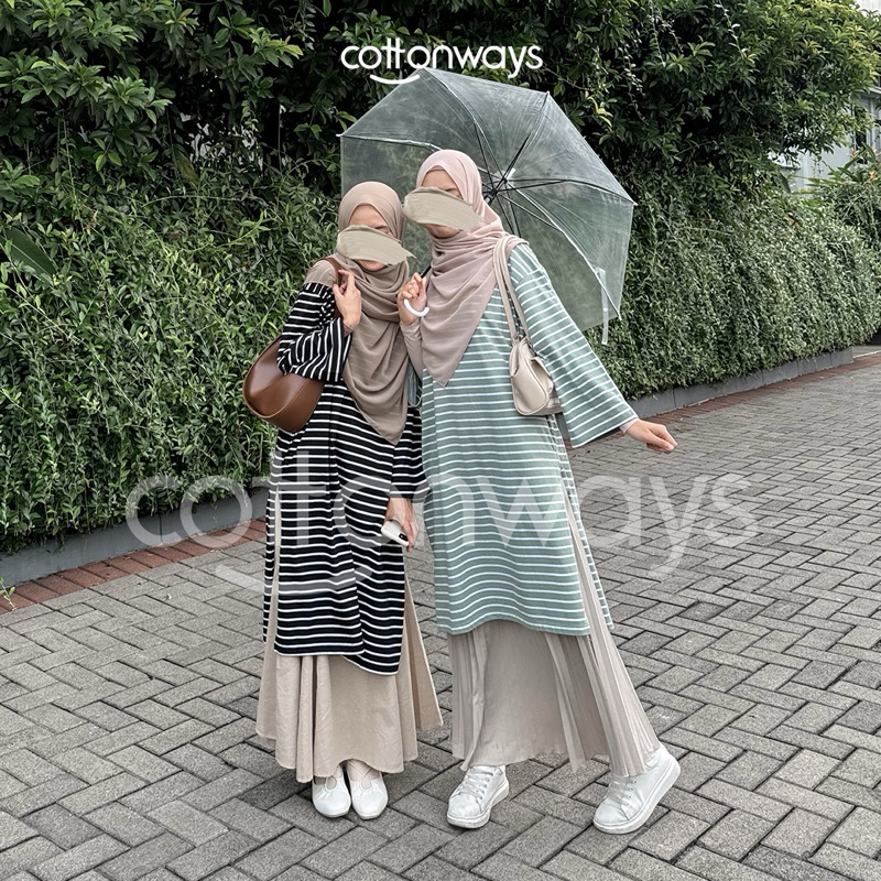 ผ้าฝ้ายเวย์ | ลายทาง TUNIC OVERSIZED | เสื้อยืดโอเวอร์ไซส์ยาว | ลายทาง Tunic |