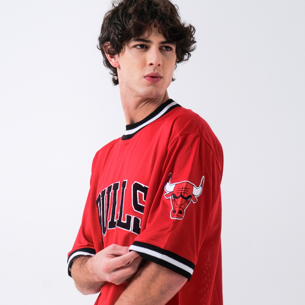 Chicago Bulls Mc.F Supply co เสื้อยืดเย็บปักถักร้อยผ้าขนหนูตาข่ายขนาดใหญ่