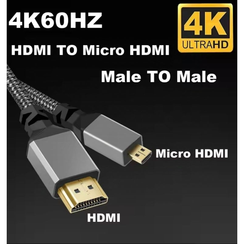 สาย HDMI ตัวผู้เป็น Micro HDMI ตัวผู้ สายกล้องสด sony A7