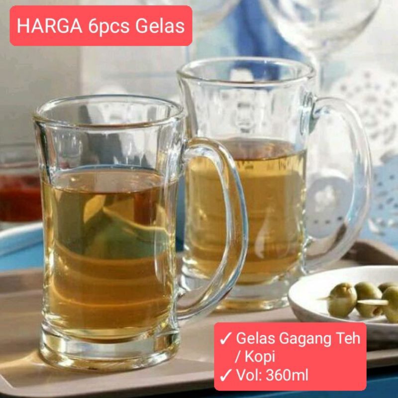 ขาย 6PCS 350ML HANDLE ICED TEA COFFEE CUPS (CONTENTS 6PCS) / HANDLE MUG CUPS / HANDLE CUPS 1206