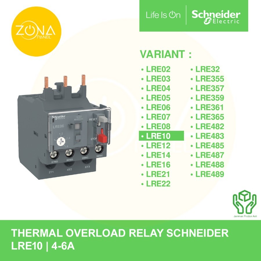 THERMAL OVERLOAD RELAY SCHNEIDER LRE10 LRE 10 4-6A ต้นฉบับ