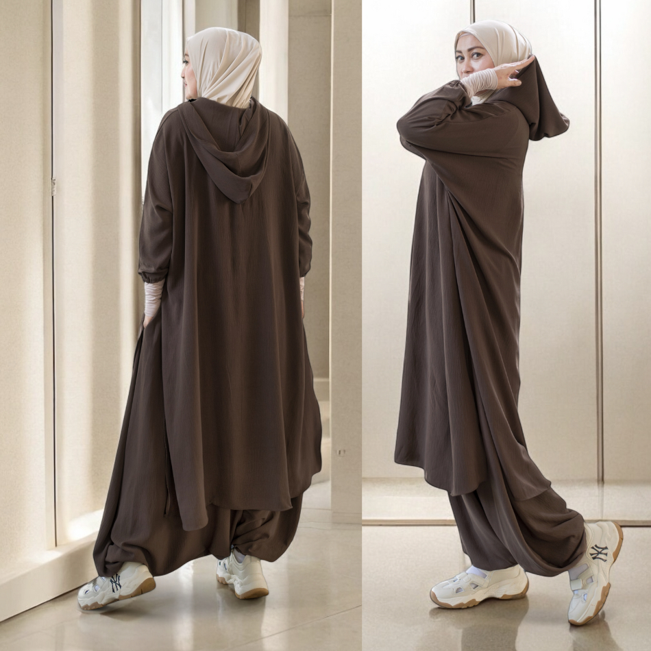 LEILA SET / LEILA HOODIE SET / LEILA SET CRINKLE AIRFLOW AND POLO LINEN