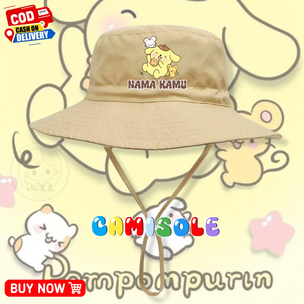 Pompompurin Childrens Jungle Hat/Beach Hat พร้อมปักชื่อฟรี