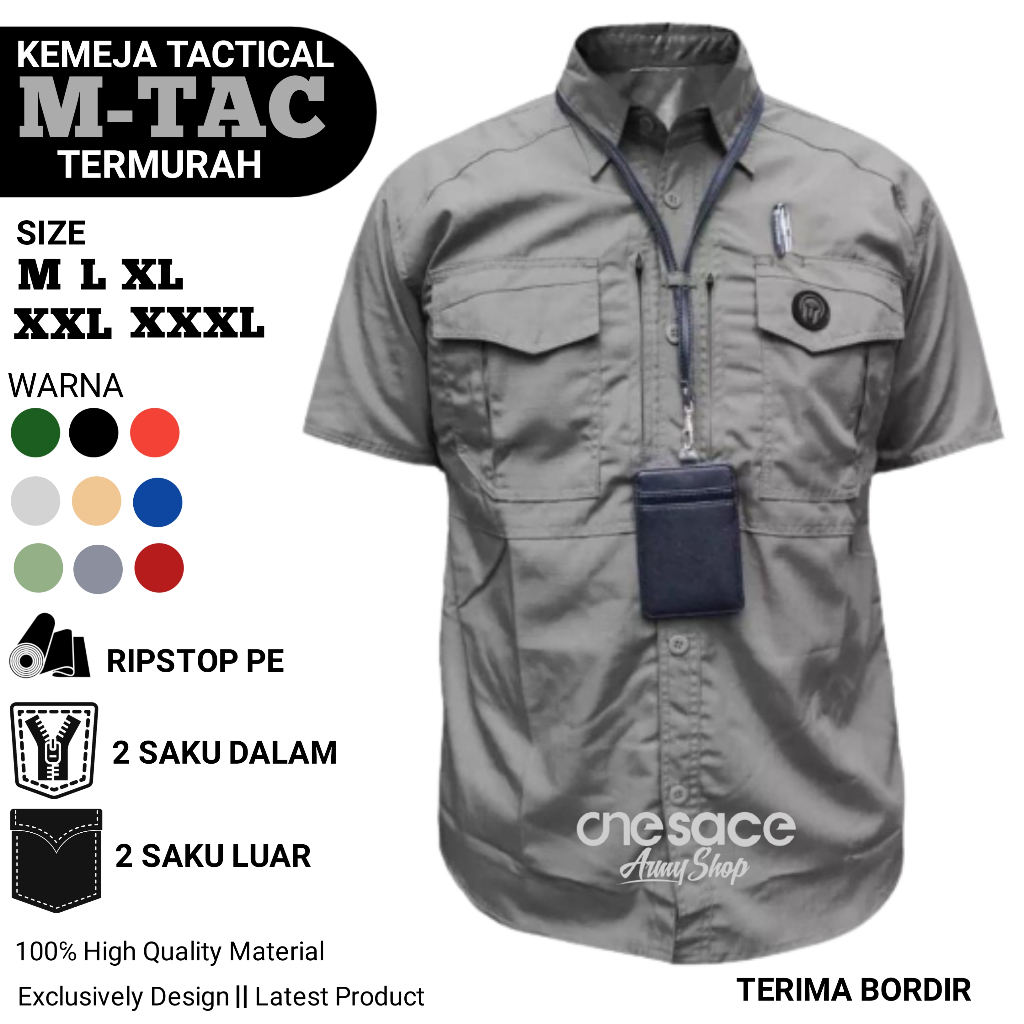 KEMEJA เสื้อยุทธวิธีสําหรับผู้ชายและผู้หญิงแขนสั้น M-TAC RIPSTOP เสื้อผ้าทํางานภาคสนาม