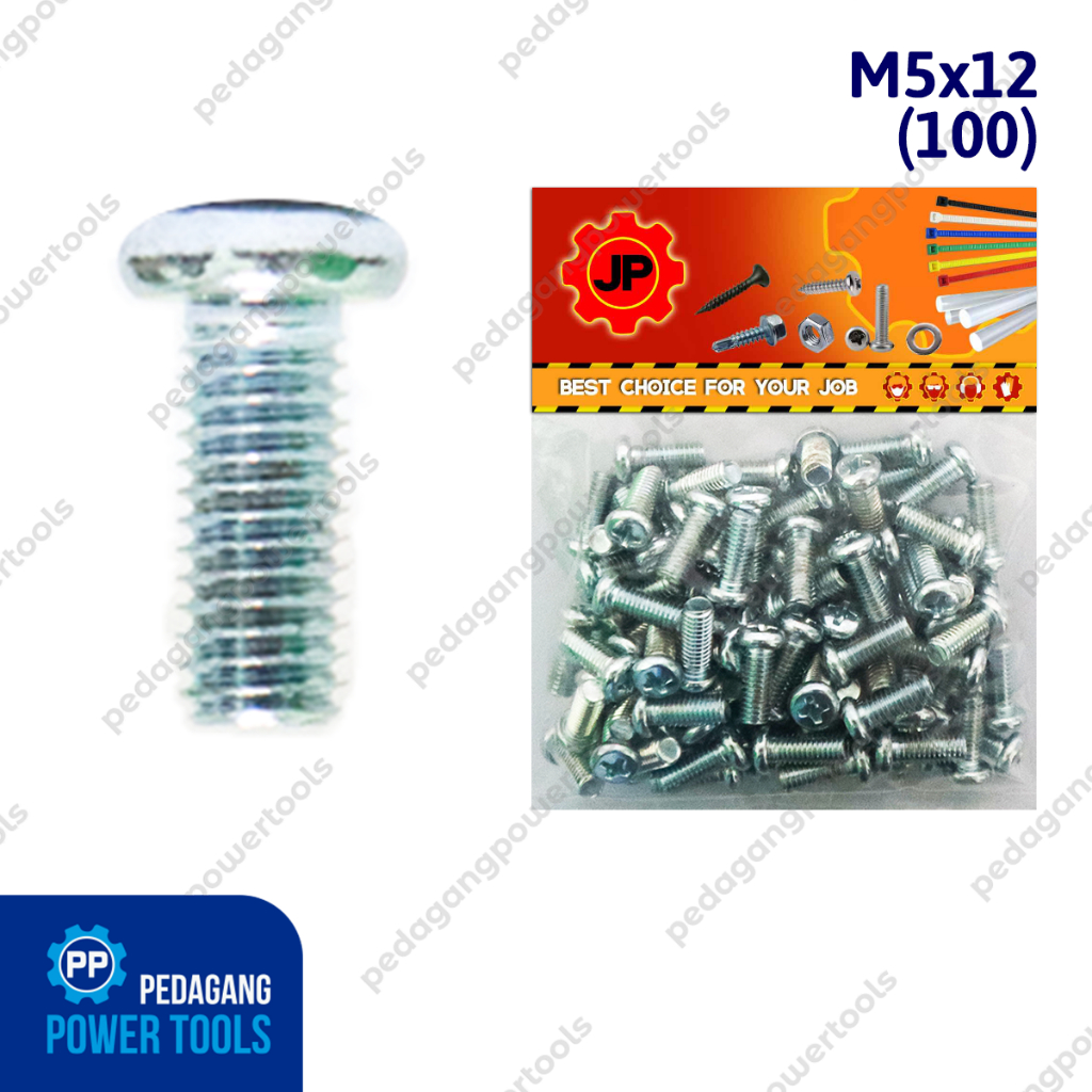JP M 5 x 12 MM BOLT - JP 5x12 M5 x 12 BOLT SCREWS เบรกต์ 100 ชิ้น