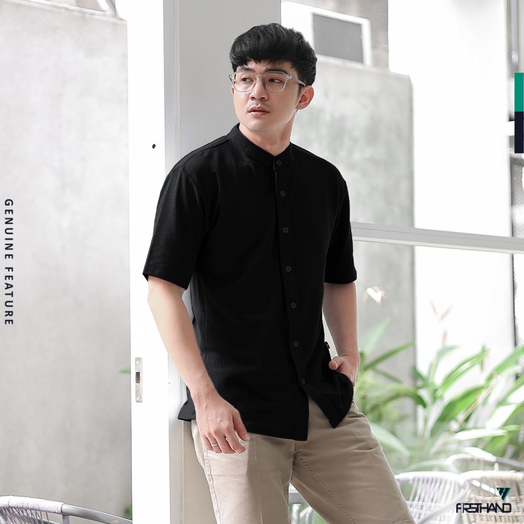 KEMEJA Firsthand X Ereste Jevelin เสื้อเชิ้ตแขนสั้นผู้ชาย Pique Plain