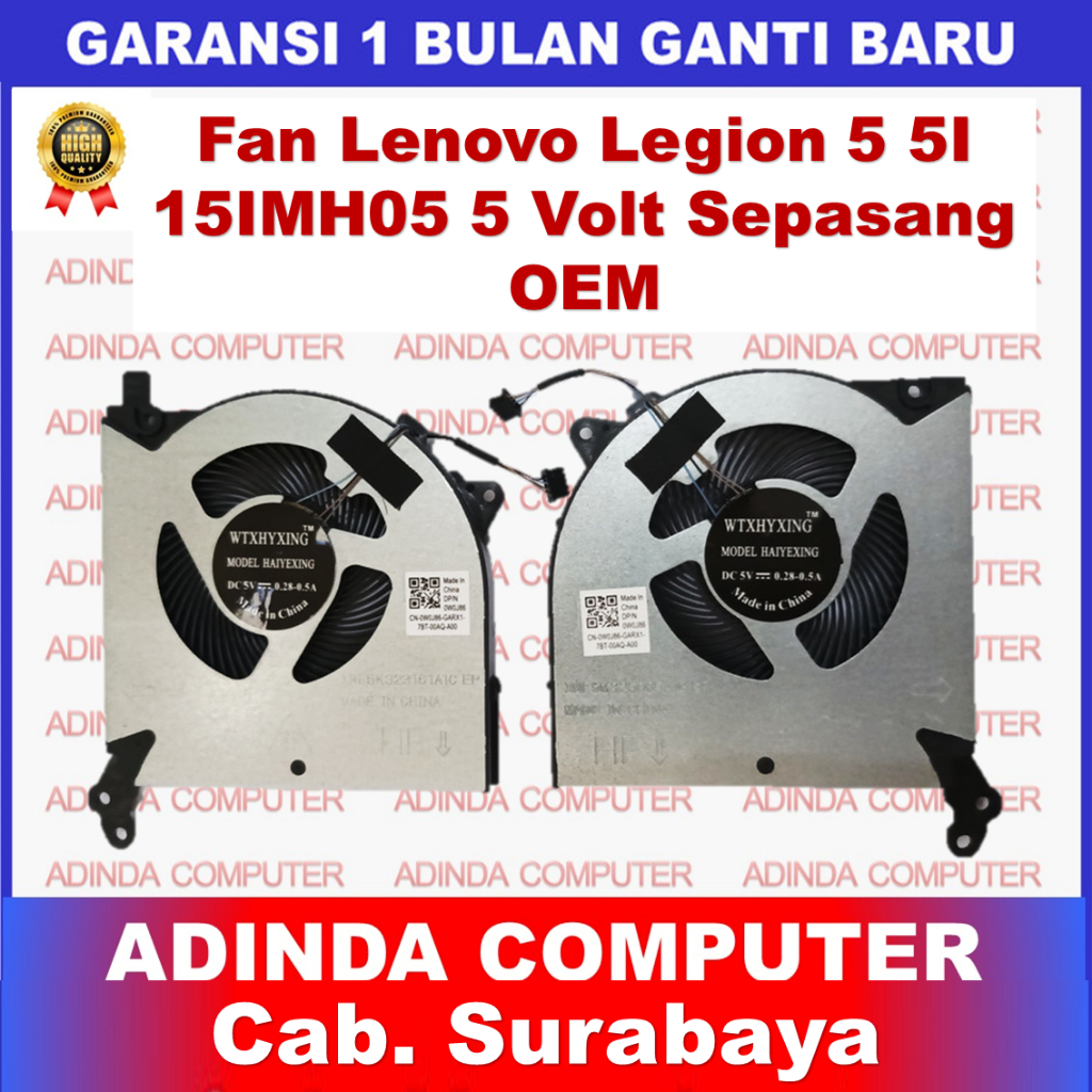 พัดลม Lenovo Legion 5 5I 15IMH05 15ARH05 R7000 Y7000 (2020) 5 โวลต์ PAIR - CPU 5 โวลต์