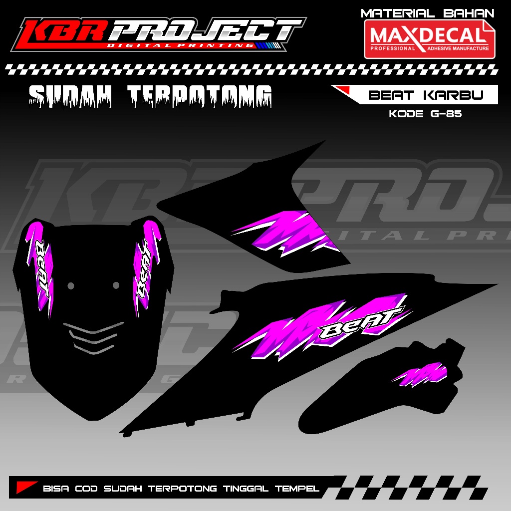 BEAT CARBON PREMIUM MOTORCYCLE STRIPING STICKER COOL VARIATION LINE BEAT CARBON RACING G.85 TRANSPAR