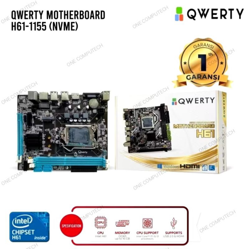 เมนบอร์ด QWERTY H61 LGA 1155