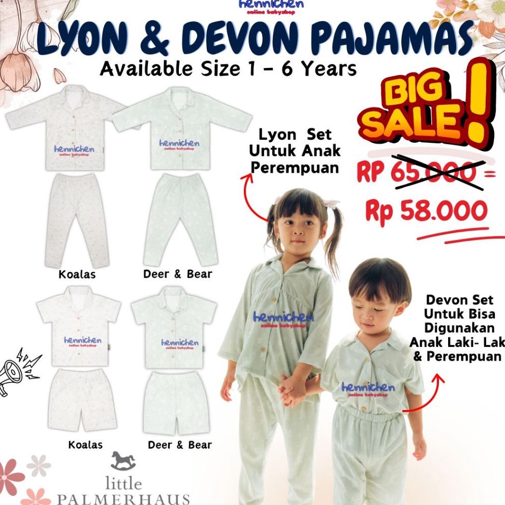 สินค้ามีจํานวนจํากัด Little Palmerhaus Lyon Pyjamas ชุดนอนเด็กผู้หญิง Little Palmerhaus Devon Pyjama