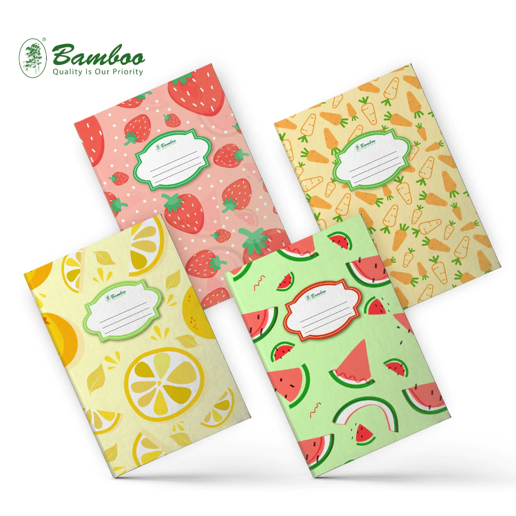 Bamboo Hard Cover Line Folio Book (F4) - Fruit Series 80 Lbr