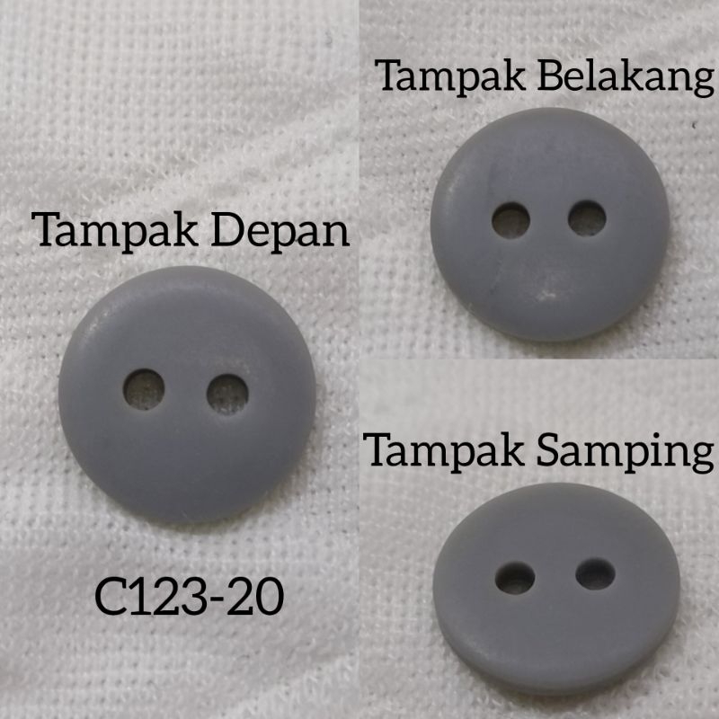 KEMEJA กระดุมเสื้อเชิ้ตสีเทาอ่อน ขนาด 20L / 13mm EXPORT QUALITY C123-20 Lt. H Grey (+Clp)