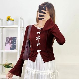 NF TOP BLOUSE PITA RIB KNIT - ATASAN WANITA KEKINIAN KOREAN LOOKE