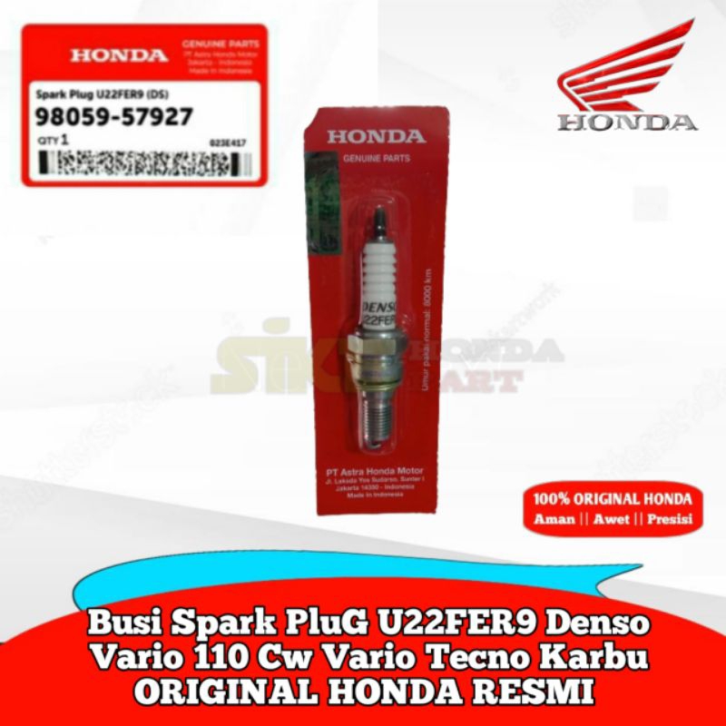 9809-57927 Denso U22FER9 หัวเทียน Vario 110 CW Techno คาร์บูเรเตอร์ ORIGINAL HONDA OFFICIAL