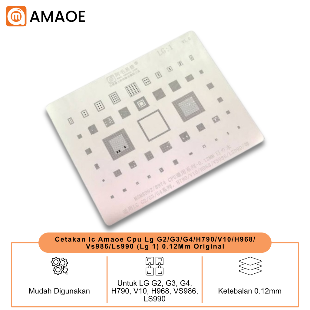 Amao Cpu Ic Mold LG G2/G3/G4/H790/V10/H968/Vs986/Ls990 (Lg 1) 0.12Mm Original