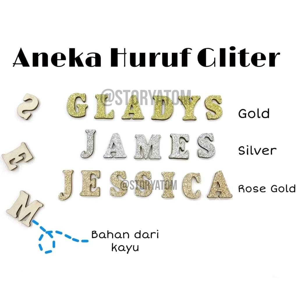 GLITTER WOODEN LETTERS / ALPHABET / ALPHABET TESEDIA 26 LETTERS (AZ) ☆สามารถเลือกตัวอักษรได้
