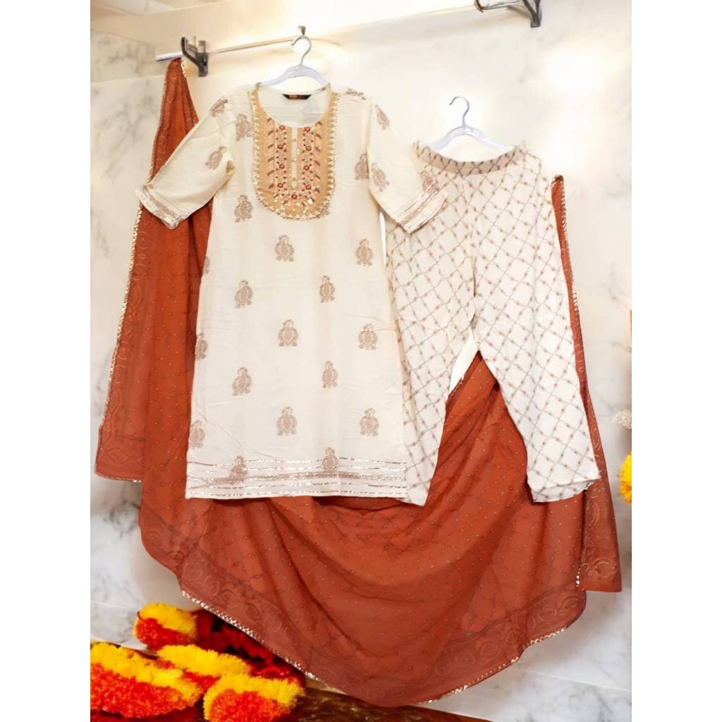 KATUN KURTI PO DIYA ผ้าฝ้าย EMBROIDERED CROCODILE TEETH FULLSET LD 100 PB 102 สินค้าใหม่