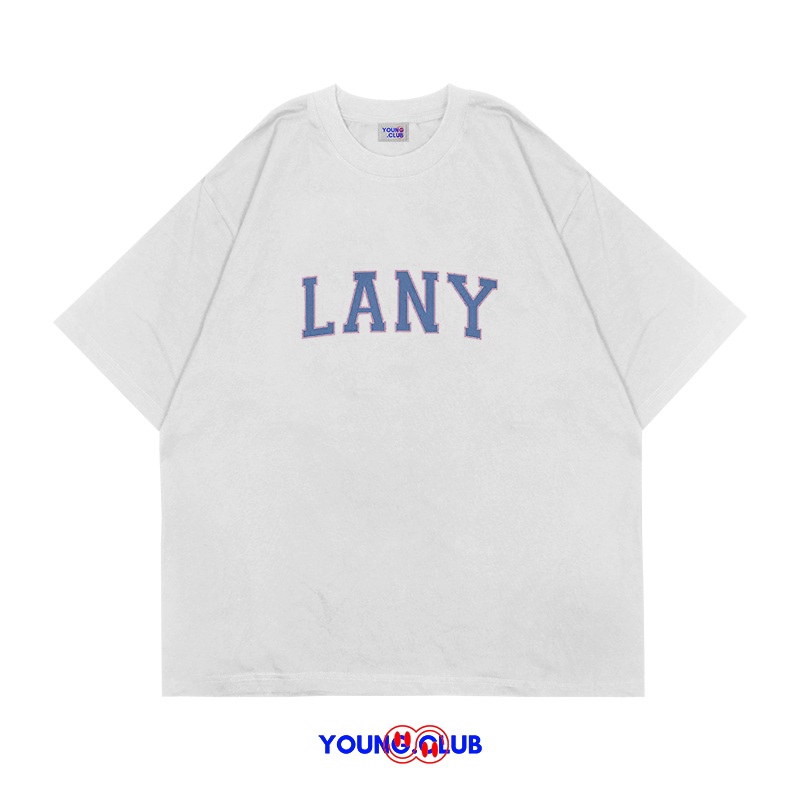 หนุ่ม.CLUB | เสื้อยืด LANY FONT BLUE | เสื้อยืด OVERSIZE สีขาวสไตล์ Y2K VINTAGE BOOTLEG GRUNGE SKENA