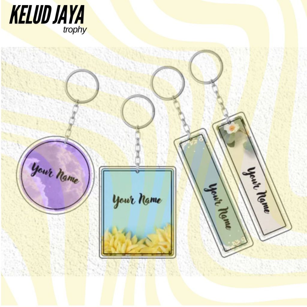 GANTUNGAN CUSTOM NAME KEYCHAIN MARBLE MODEL / KEYCHAIN / ACRYLIC MATERIAL UV PRINT WATERPROOF