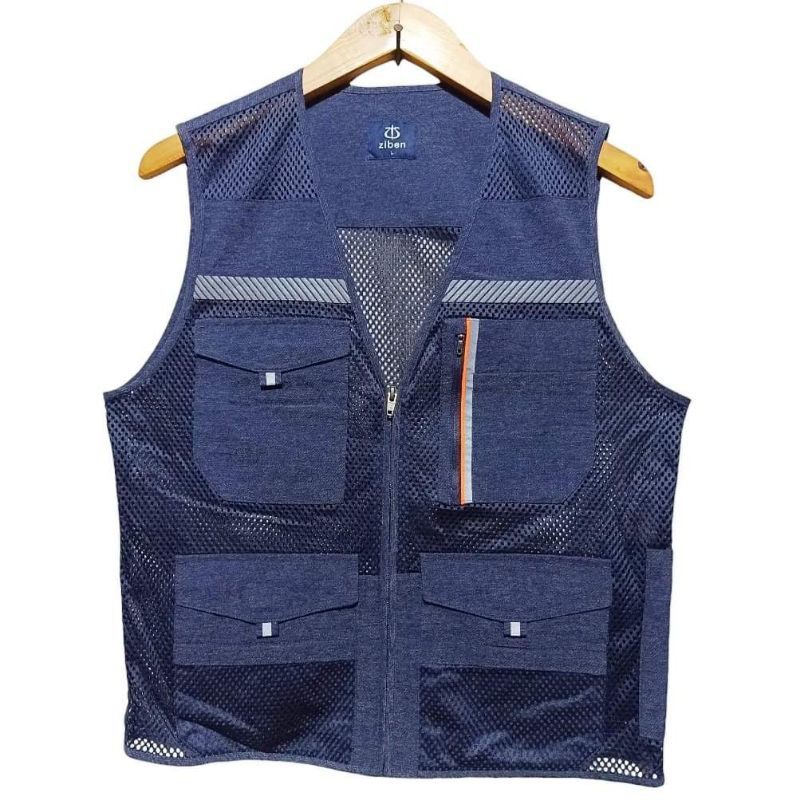 ZIBEN เสื้อกั๊กยุทธวิธีหลายกระเป๋า ไซส์ L เสื้อกั๊กตกปลา