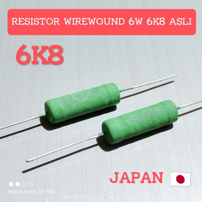 1 ชิ้น WIRE WOUND RESISTOR 6WATT 6W 6K8 ญี่ปุ่น