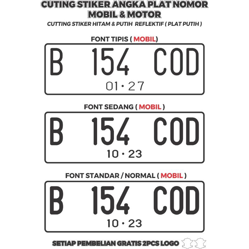 CUTTING STICKER NUMBER PLATE CAR NUMBER OLD FONT