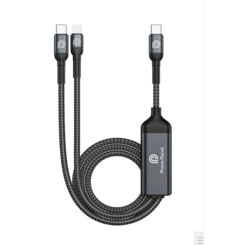 สาย Phone Planet 2in1 type-c to -c/linghtning เร็ว 100W ยาว 1.2m ชาร์จเร็ว