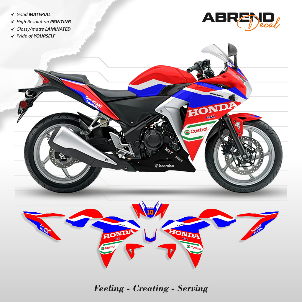 STRIPING CBR CBU LIVERY HONDA HRC CASSTROL GP 2025 / มอเตอร์สติ๊กเกอร์ HONDA CBR 150R/250R THAILAND 