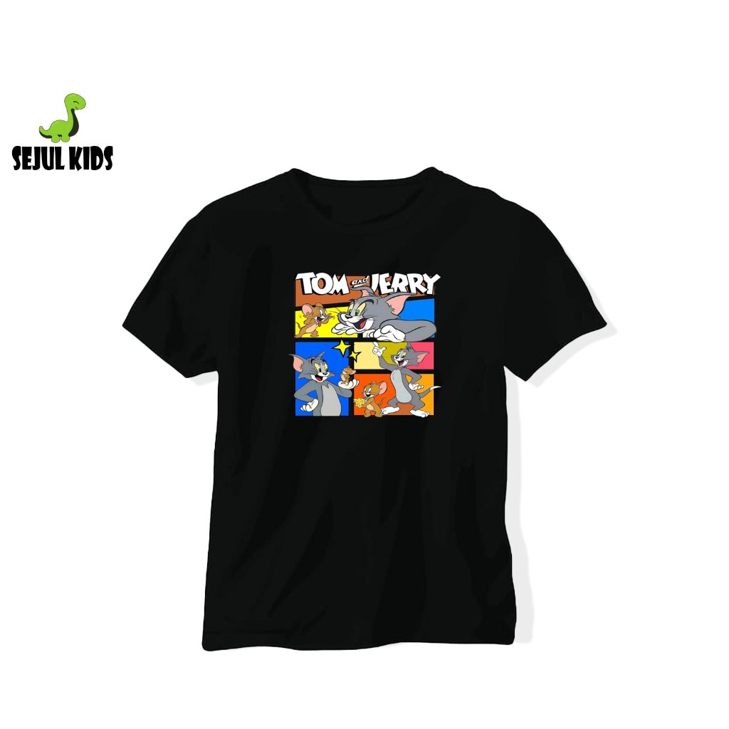 SEJULKDS เสื้อยืดชายและหญิง unisex J3RRY AND TOM อายุ 5-12 ปีหวีผ้าฝ้าย 24s