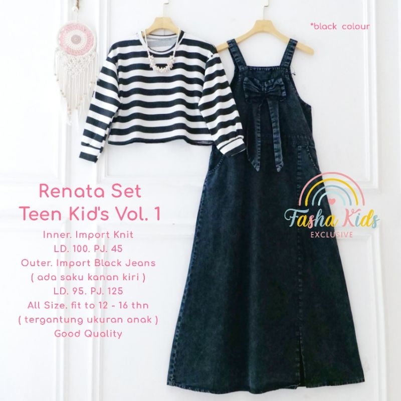 ( ) OUTER DRESS AND JEANS OVERAL SET สําหรับ 12-16 YEAR OLD GIRLS RENATA V.1 SET TEEN BY FASHA KIDS