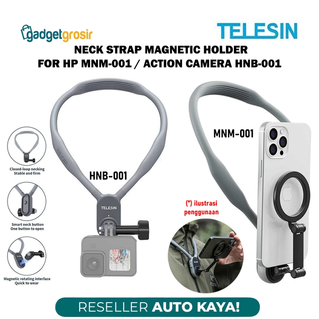 Telesin สร้อยคอสายคล้องคอแม่เหล็กสําหรับสมาร์ทโฟน MNM-001 / กล้องแอคชั่น GoPro HNB-001 / สกรูสายรัด 