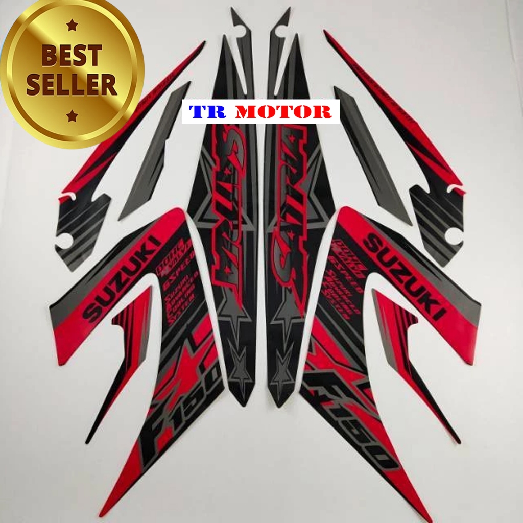 MERAH Striping สติ๊กเกอร์ polet suzuki satria fu f 150 2014 สีดําสีแดงรายการยกกระชับใบหน้ามาตรฐานร่า