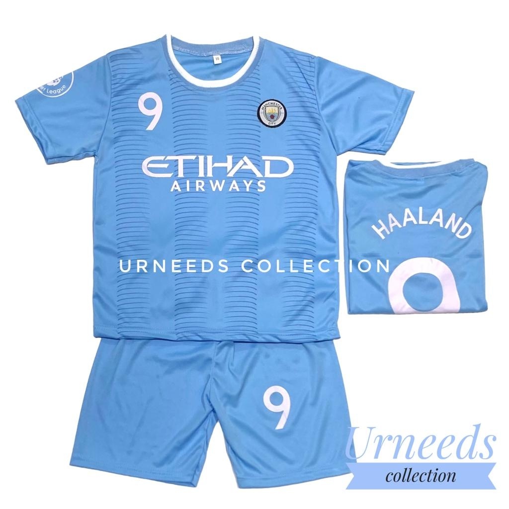 2024 ชุดเสื้อผ้าเด็กฟุตบอล MNCITY BOYS JERSEYFUTSAL HAALAND MCT SET
