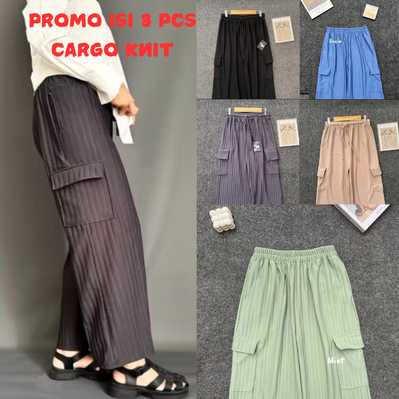 PREMIUM CONTENTTS 3 PCS KNIT CARGO PANTS กางเกง CARGO ผู้หญิง HORNET KNIT PANTS