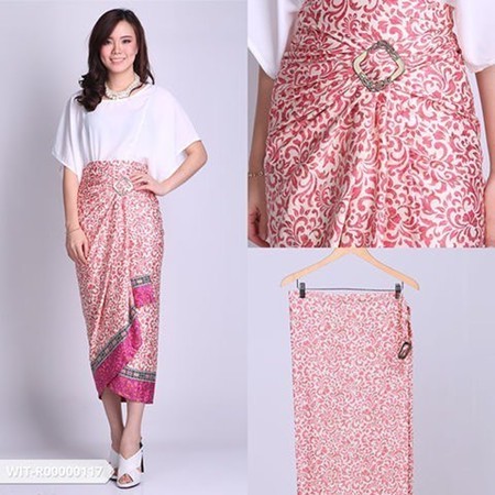 Pink Cendol Motif Wrap Skirt / Kebaya Bottom Skirt / Wrap Skirt หลากหลายสี